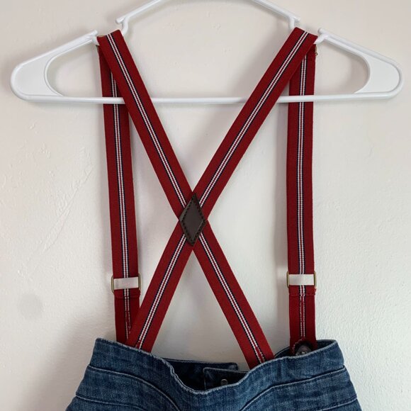 Forever 21 Denim Mini Skirt With Red Suspenders - Picture 7 of 12